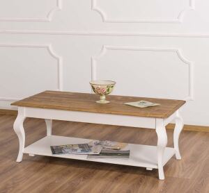 Couchtisch franzÃ¶sischer Landhausstil, weiÃŸ-braun