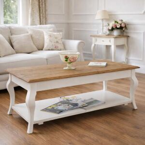Couchtisch franzÃ¶sischer Landhausstil, weiÃŸ-braun
