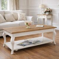 Couchtisch franzÃ¶sischer Landhausstil, weiÃŸ-braun