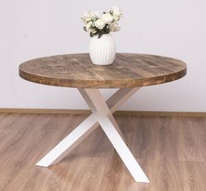 Runder Holzesstisch modernes Design, weiß-braun
