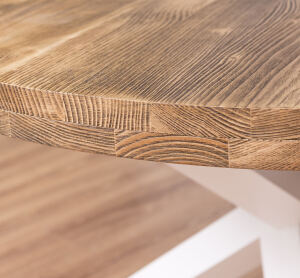 Runder Holzesstisch modernes Design, weiß-braun