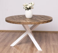 Runder Holzesstisch modernes Design, weiß-braun