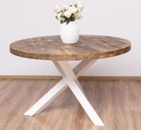 Runder Holzesstisch modernes Design, weiß-braun