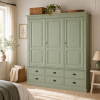 GrÃ¼ner Kleiderschrank 3-TÃ¼rig im Landhausstil