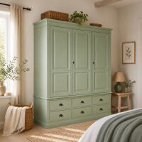 GrÃ¼ner Kleiderschrank 3-TÃ¼rig im Landhausstil