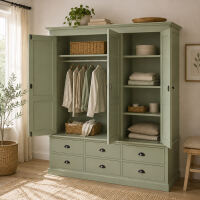 GrÃ¼ner Kleiderschrank 3-TÃ¼rig im Landhausstil