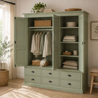 Grüner Kleiderschrank 3-Türig im Landhausstil