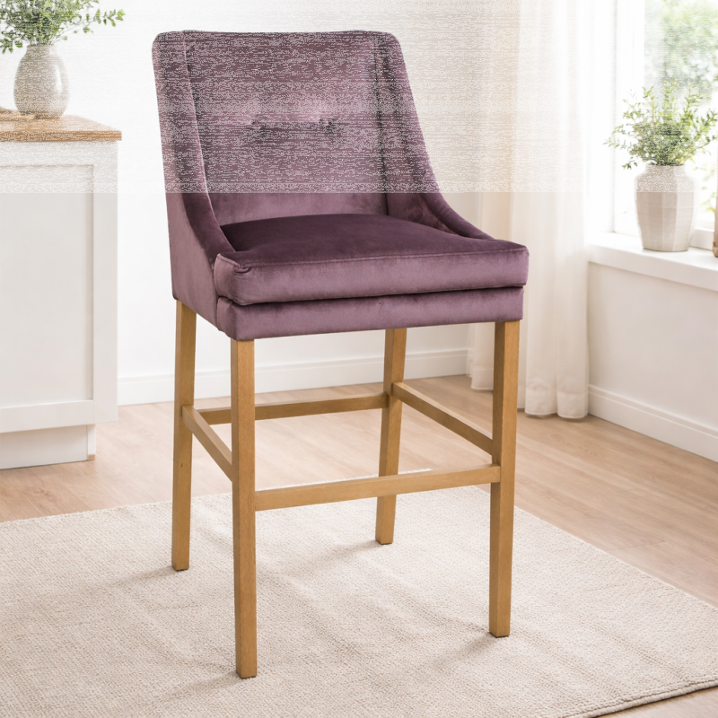 Gepolsterter Barhocker mit Lehne Vintage Flieder