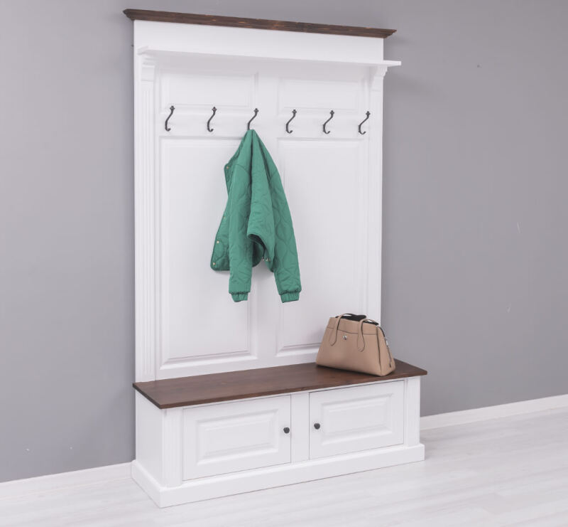 Massivholz Landhaus Garderobe weiß-mahagoni