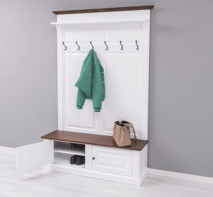 Massivholz Landhaus Garderobe weiß-mahagoni