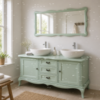 Holzrahmen-Spiegel Vintage-Style, mint-pastellgrün