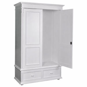 Landhaus Kleiderschrank mit Schubladen weiß