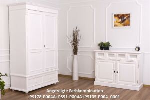 Landhaus Kleiderschrank mit Schubladen weiß