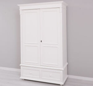 Landhaus Kleiderschrank mit Schubladen altweiß
