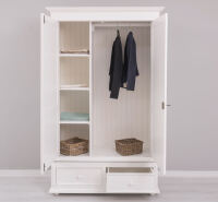 Landhaus Kleiderschrank mit Schubladen altweiß