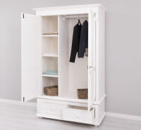 Landhaus Kleiderschrank mit Schubladen altweiß