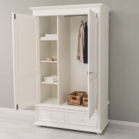 Landhaus Kleiderschrank mit Schubladen altweiß