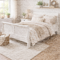 Weißes Landhausstil Bett Massivholz (140x200cm)