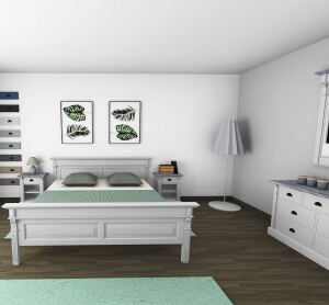 Landhaus Schlafzimmer-Set Salzburg weiß-tiefgebürstet