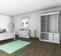 Landhaus Schlafzimmer-Set Salzburg weiß-tiefgebürstet
