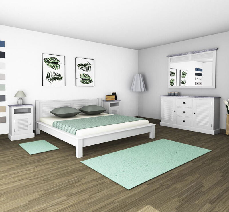 Schlafzimmer-Set Kiel, maritim weiß