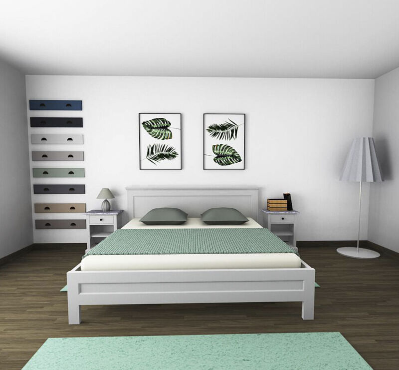 Massivholz Schlafzimmer-Set weiß-tiefgebürstet