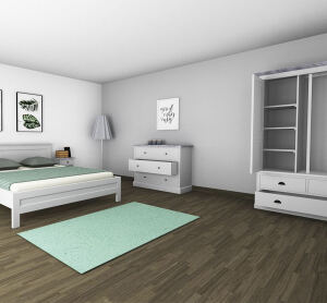 Massivholz Schlafzimmer-Set weiß-tiefgebürstet