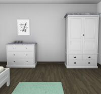 Massivholz Schlafzimmer-Set weiß-tiefgebürstet