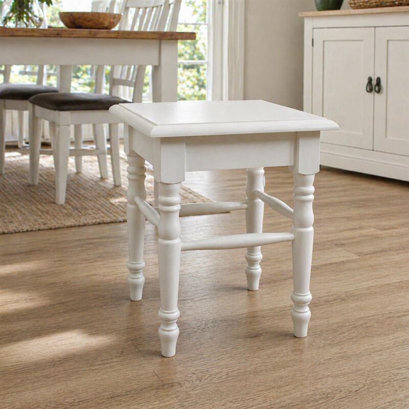 Kleiner Landhausstil Holzhocker altweiß