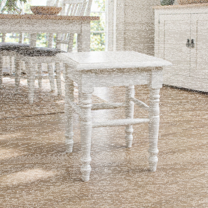 Kleiner Landhausstil Holzhocker altweiß