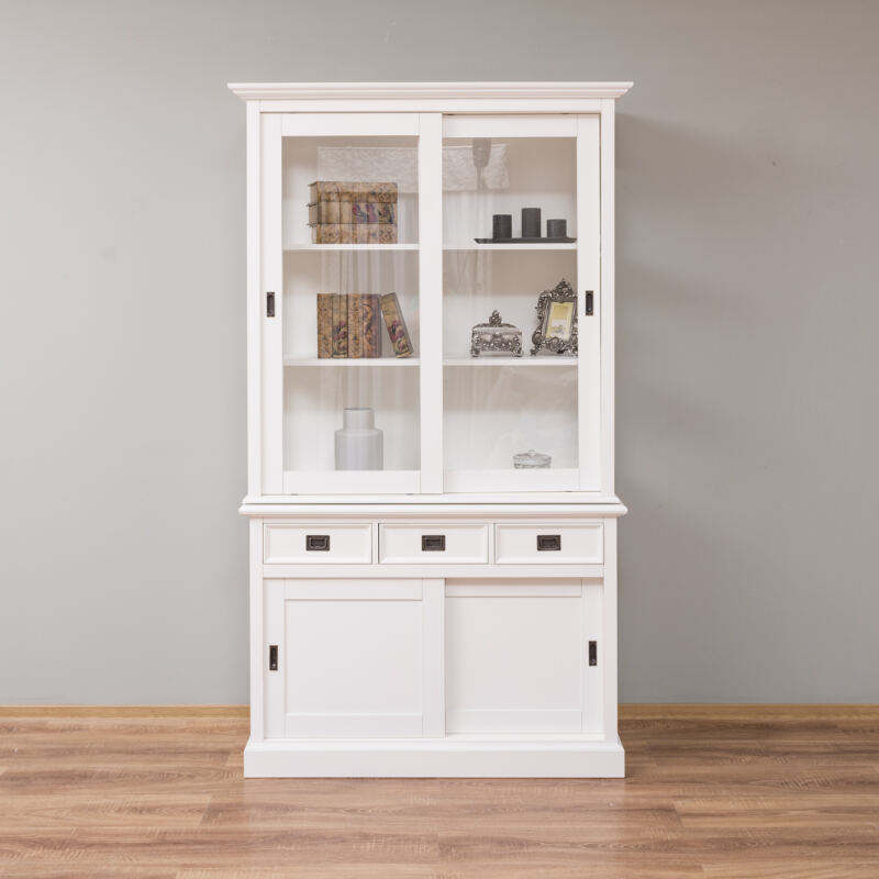 Schmaler Schiebetürenschrank Landhausstil, Massivholz/MDF