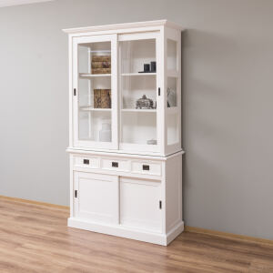 Schmaler Schiebetürenschrank Landhausstil, Massivholz/MDF