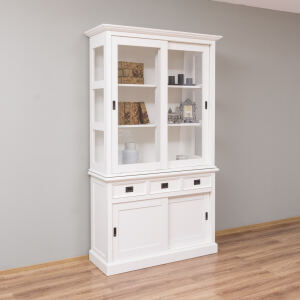 Schmaler Schiebetürenschrank Landhausstil, Massivholz/MDF
