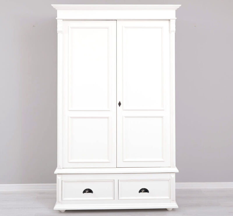 Landhausstil Kleiderschrank mit Schubladen weiß