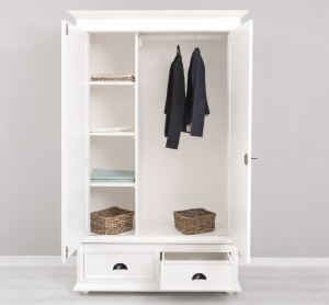 Landhausstil Kleiderschrank mit Schubladen weiß