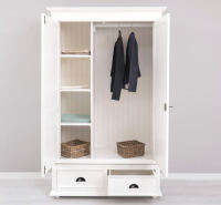 Landhausstil Kleiderschrank mit Schubladen weiß