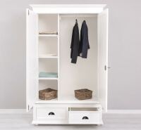 Landhausstil Kleiderschrank mit Schubladen weiß