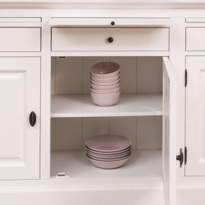 Großer Landhaus-Buffetschrank altweiß, mit MDF