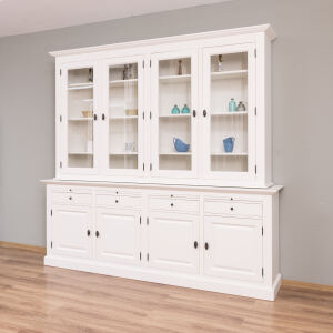 Großer Landhaus-Buffetschrank altweiß, mit MDF