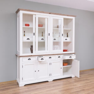Landhaus-Buffetschrank altweiß, tiefgebürstet, Schiebetüren