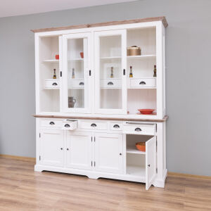 Landhaus-Buffetschrank altweiß, tiefgebürstet, Schiebetüren