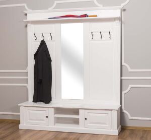 Garderobe mit Spiegel im Landhausstil weiß