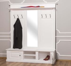 Garderobe mit Spiegel im Landhausstil weiß