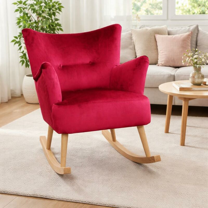Retro Schaukelsessel Samtoptik Bordeaux