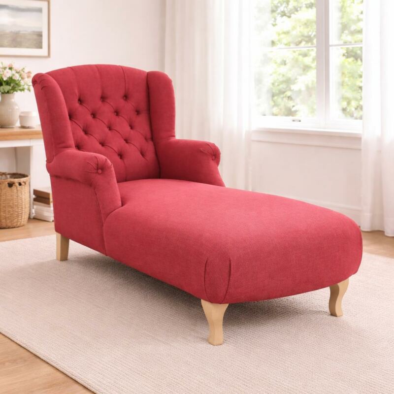 Landhaus Ohrensessel Longchair weinrot