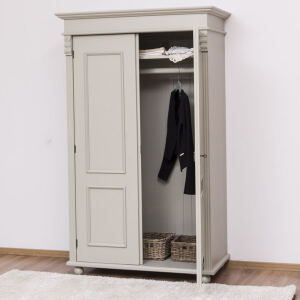 Massiver Kleiderschrank Vintage in steingrau