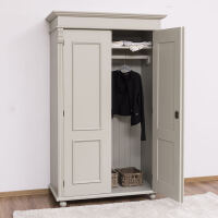 Massiver Kleiderschrank Vintage in steingrau