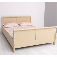 Beiges Massivholzbett ( 160x200 )  mit Schubkästen im Landhausstil