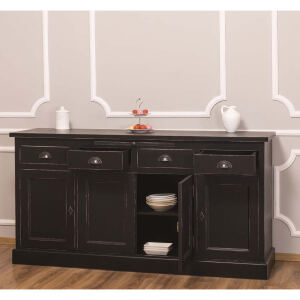 Landhausstil Anrichte 4-türig Schwarz Shabby