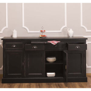 Landhausstil Anrichte 4-türig Schwarz Shabby